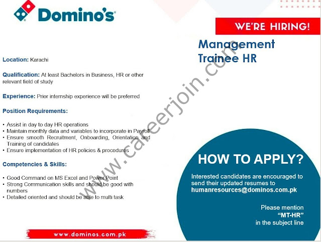 Domino’s Pizza Pakistan Jobs Management Trainee HR