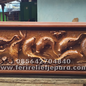 Jual Ukiran Ikan koi Relief Jepara