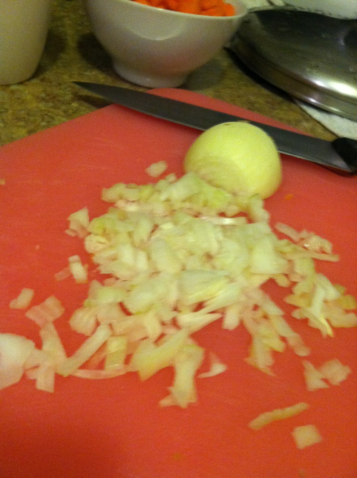 Gas Stove Girl Chopping Garlic and Onions