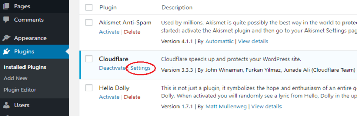 plugin setting