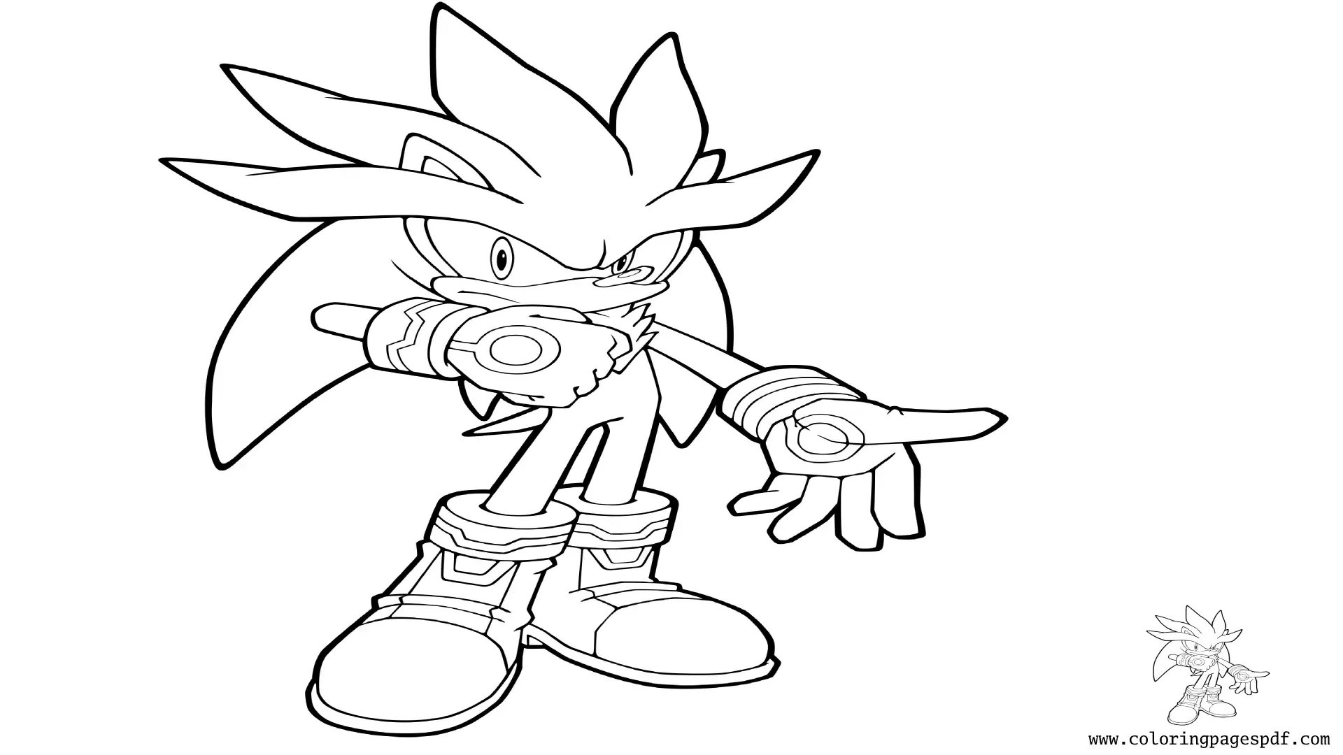 Coloring Page Of Silver The Hedgehog