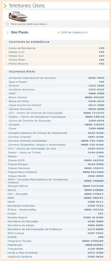 . O Estranho Mundo do Patto: Telefones Úteis
