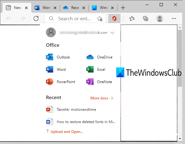 Расширение Office для Microsoft Edge