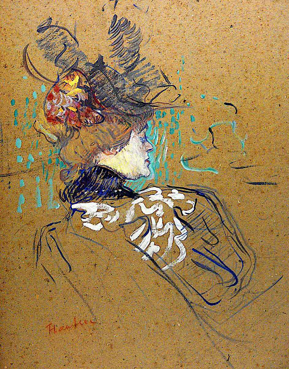 Toulouse Lautrec a Toulouse Lautrec color sketch of a woman in profile