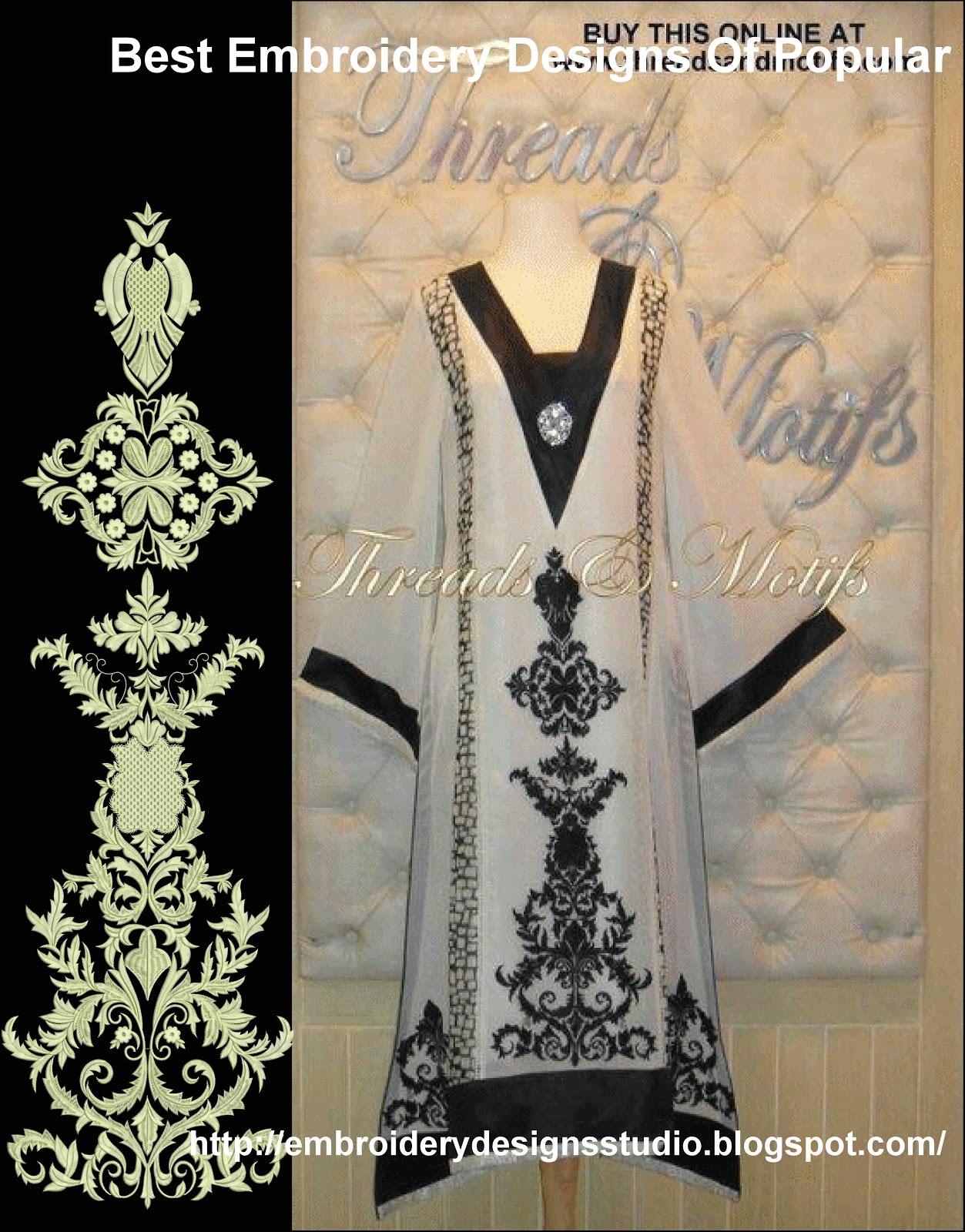 Best embroidery designs of popular designer of dresses vol1