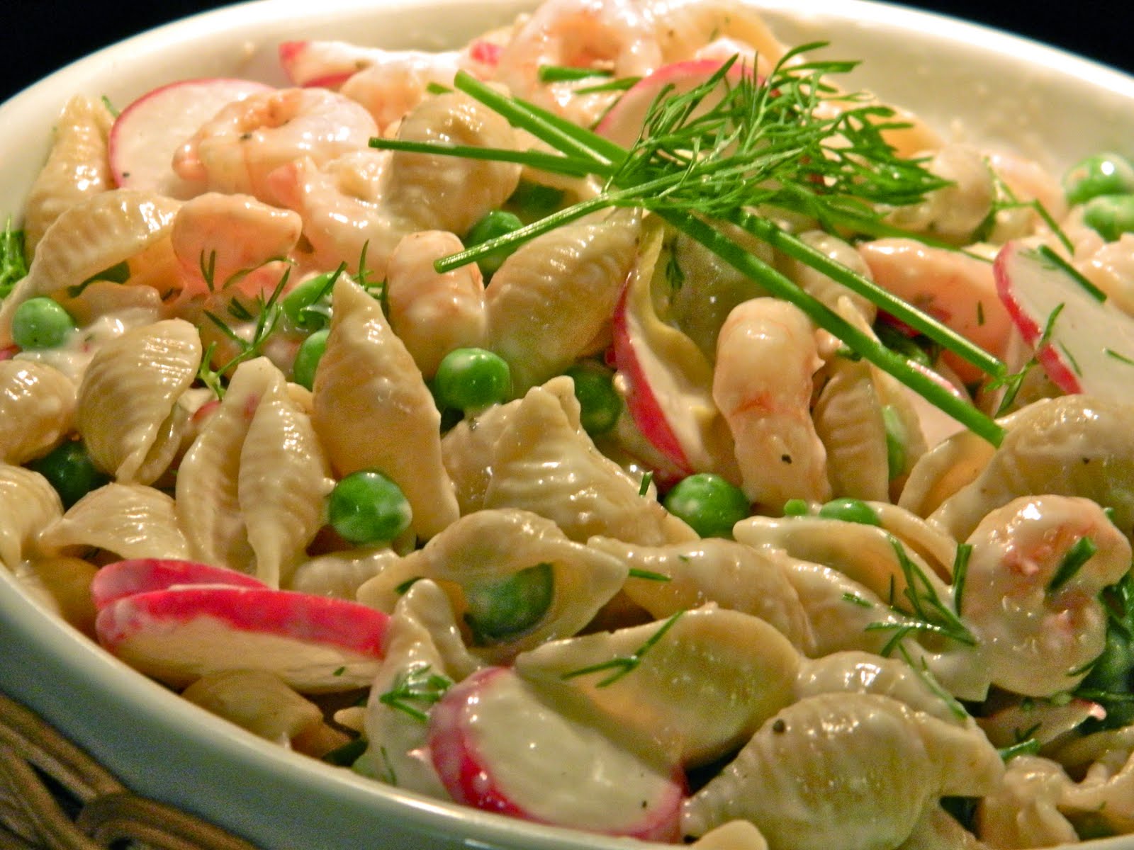 Adventures in My Kitchen Shrimp and Peas Pasta Salad with Buttermilk