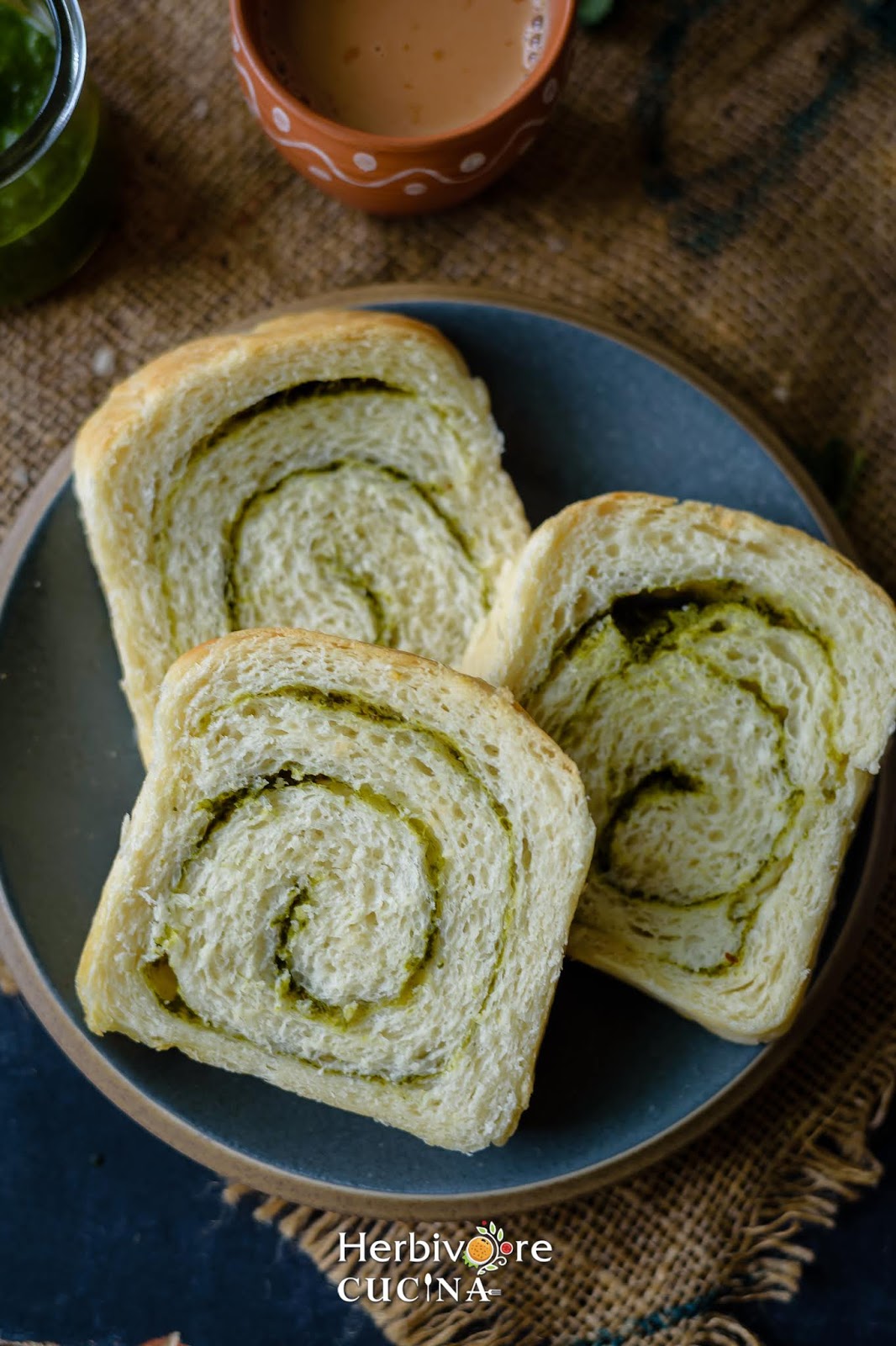 Herbivore Cucina Cilantro Sauce Swirled Bread Chutney Bread