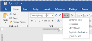 Tool Change Case pada Ms Word