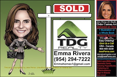 Sold Sign Caricature Business Card Ad