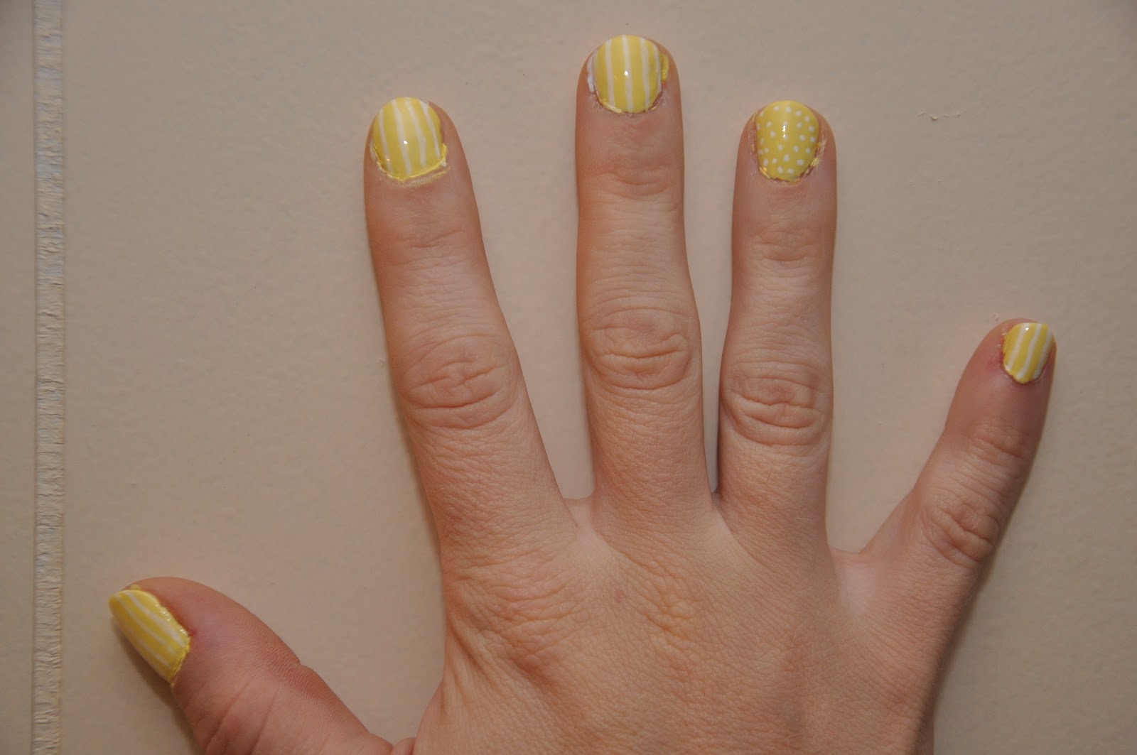 365 Days of DIY: Yellow and White Nails