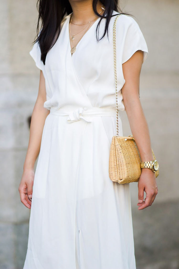 Top rise to the occasion white midi wrap dress New Arrivals