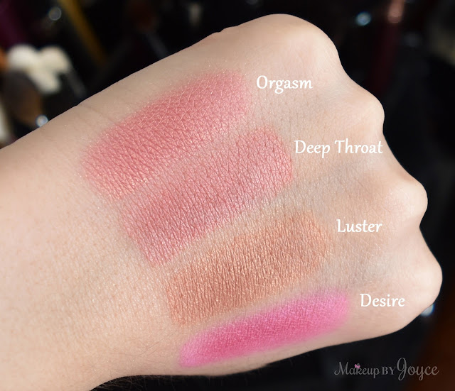 Nars Desire Luster Orgasm vs Deep Throat Powder Blush Swatch