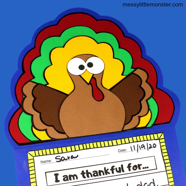 Thankful Turkey Craft And I Am Thankful For Printable Messy Little Monster