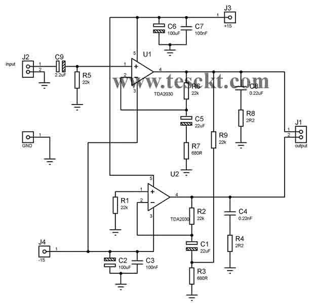 TDA2030 bridge amplifier power supply TDA2030 bridge amplifier power supply