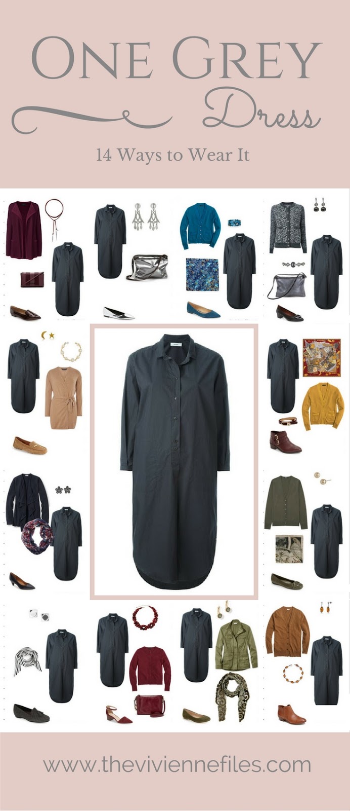One Dark Grey Dress in a Capsule Wardrobe 14 Ways to Wear It The