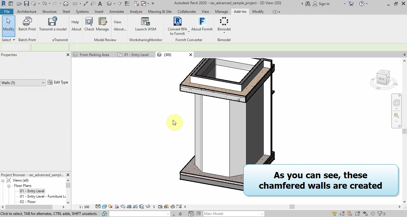 Revit AddOns Wall Chamfer