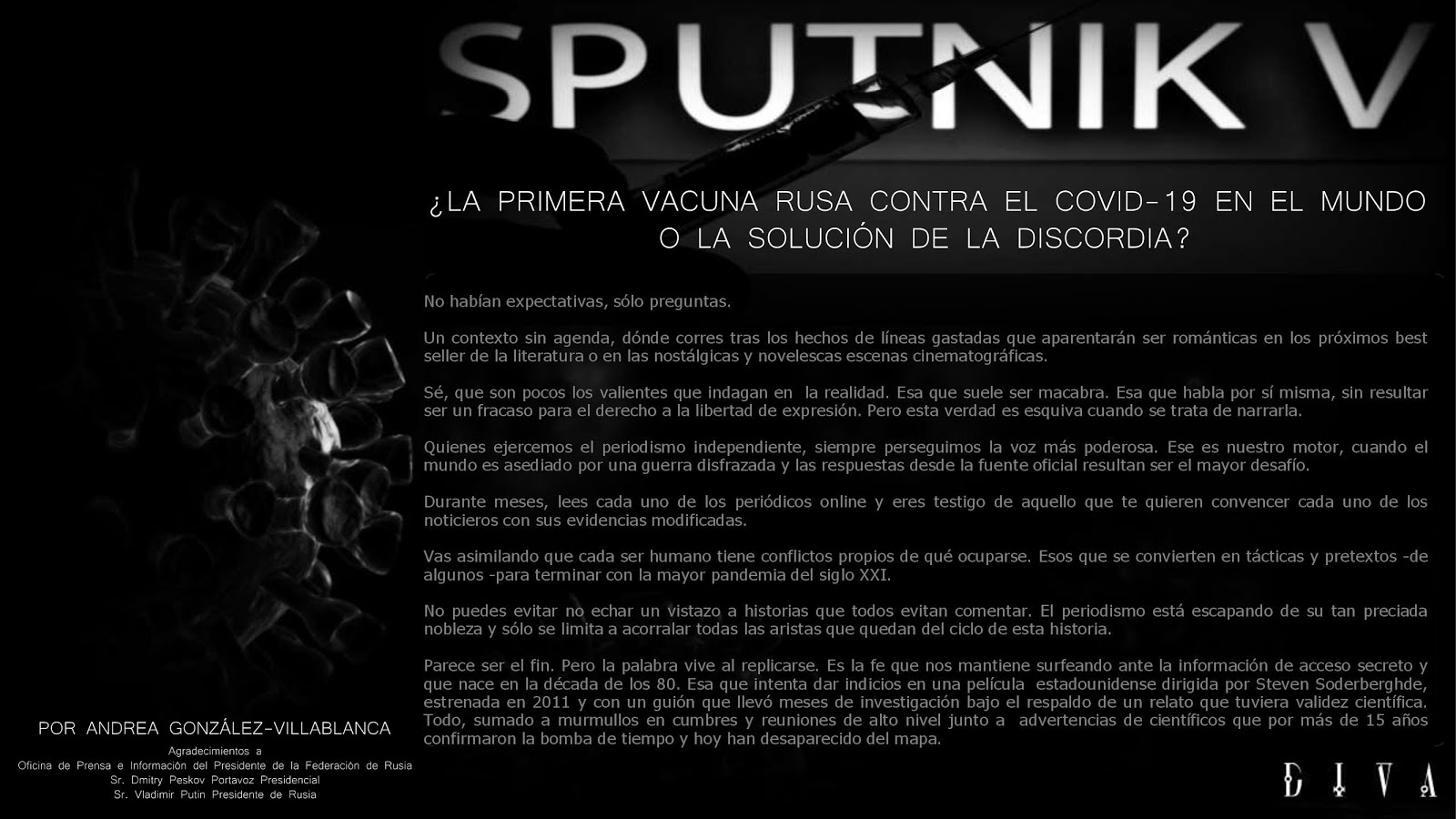 SPUTNIK V ¿La Primera Vacuna rusa contra el COVID-19 en el mundo o la solución de la discordia?