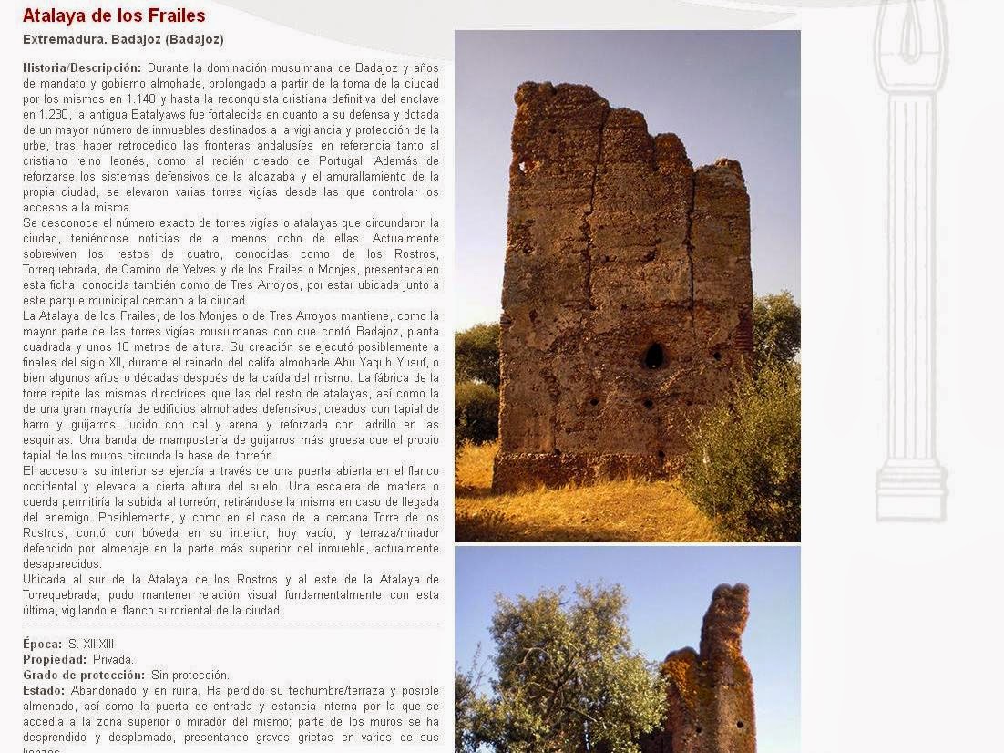 Lista Roja del Patrimonio: Atalaya de los Frailes (Badajoz)