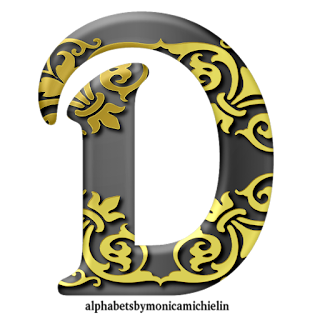 M. Michielin Alphabets: GRAY AND GOLDEN DAMASK TEXTURE ALPHABET, ICONS ...