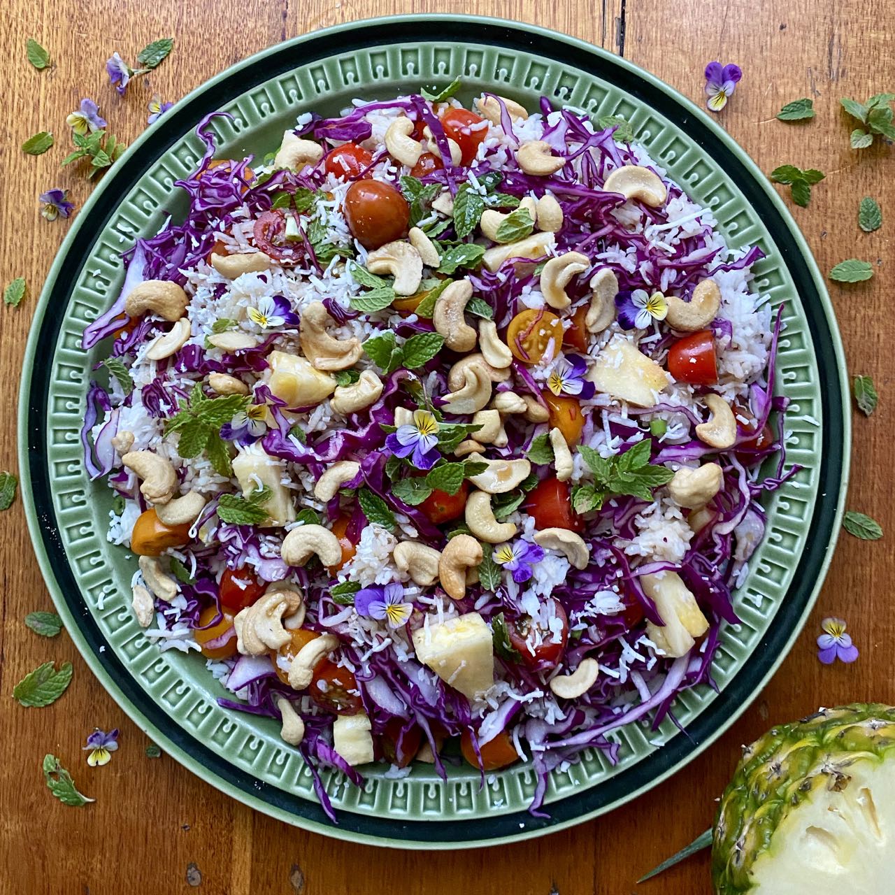 Green Gourmet Giraffe Pineapple and cabbage rice salad