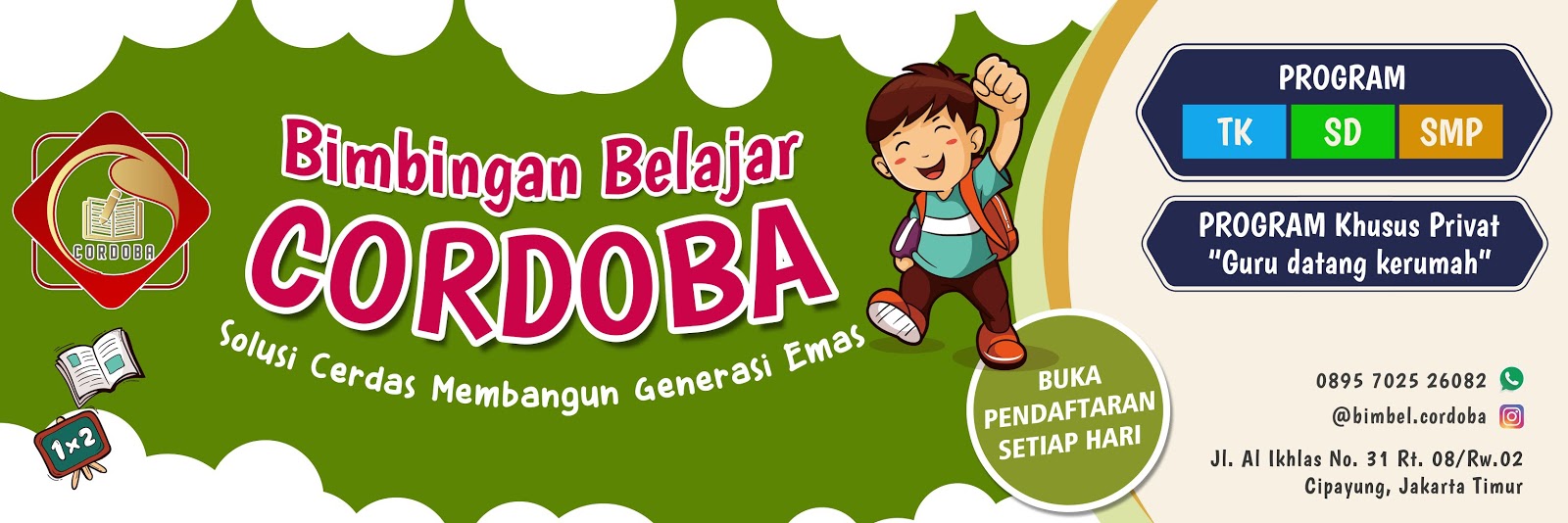 Conton desain flyer dan spanduk untuk Bimbingan Belajar