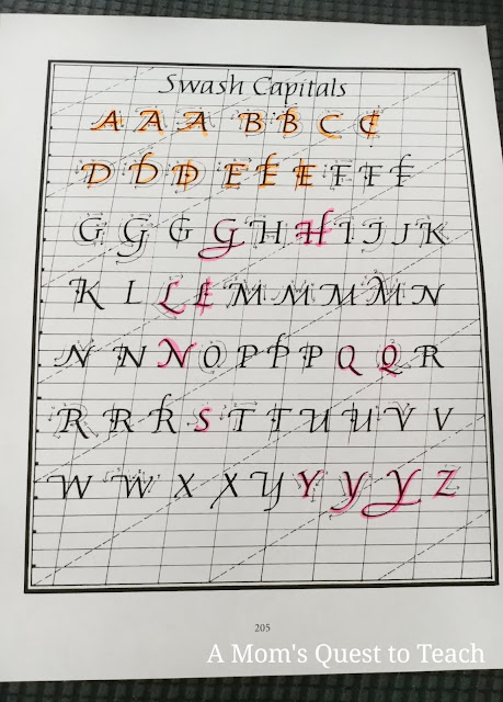 Swash capitals handwriting practice 