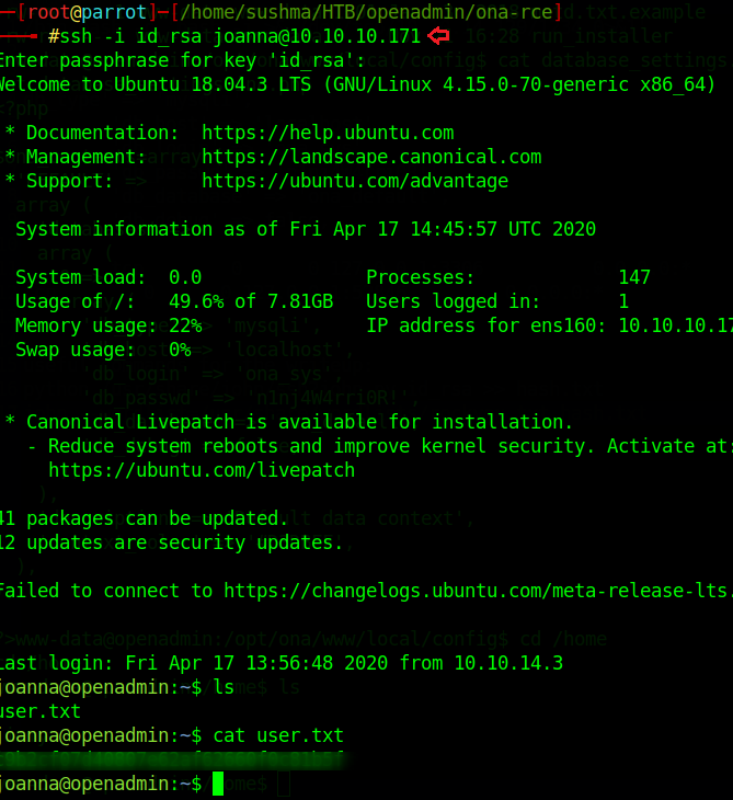 OpenAdmin HackTheBox Walkthrough