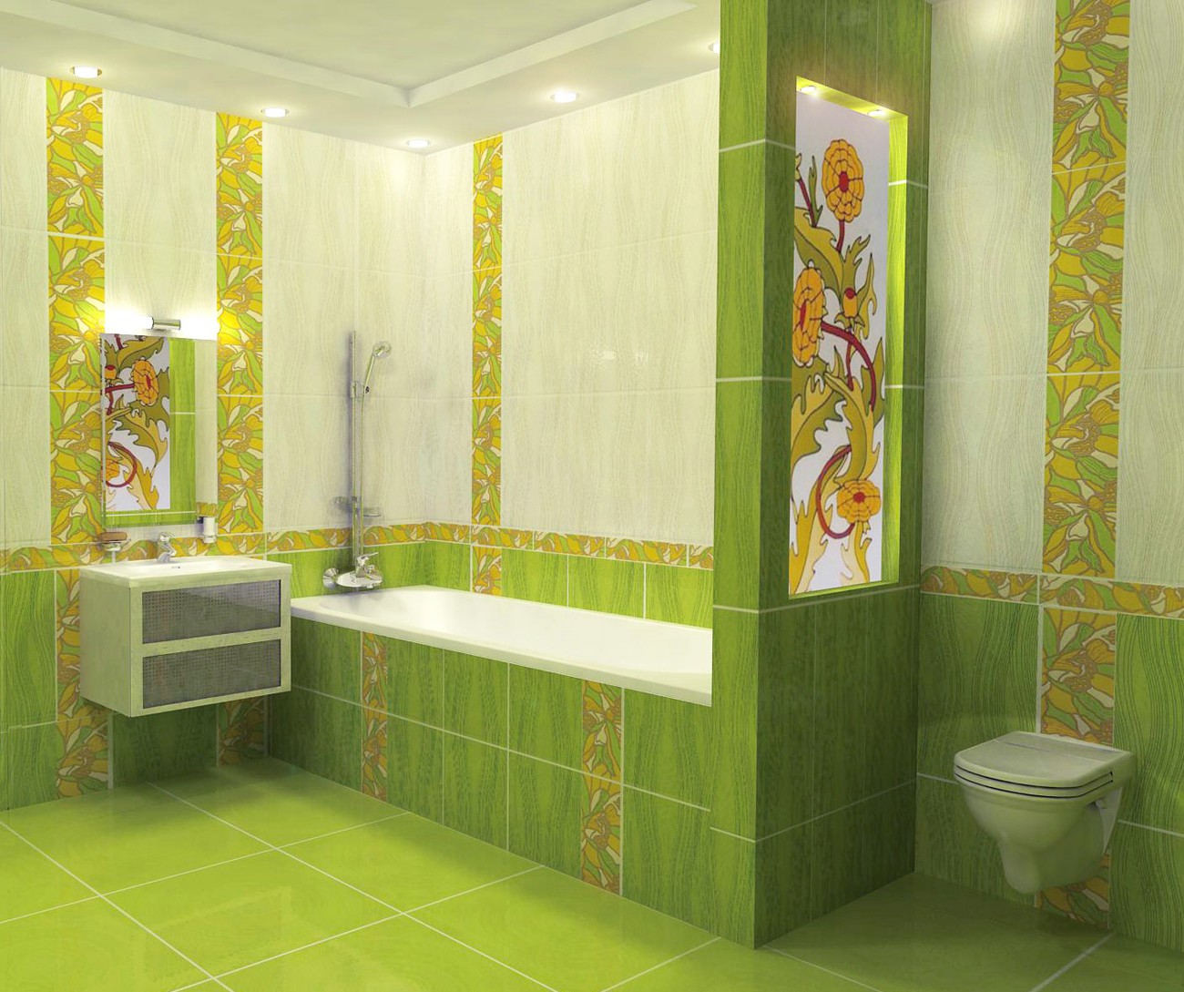 Ванная комната в зеленом цвете 