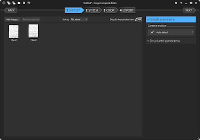 Screen capture of Image Composite Editor Import