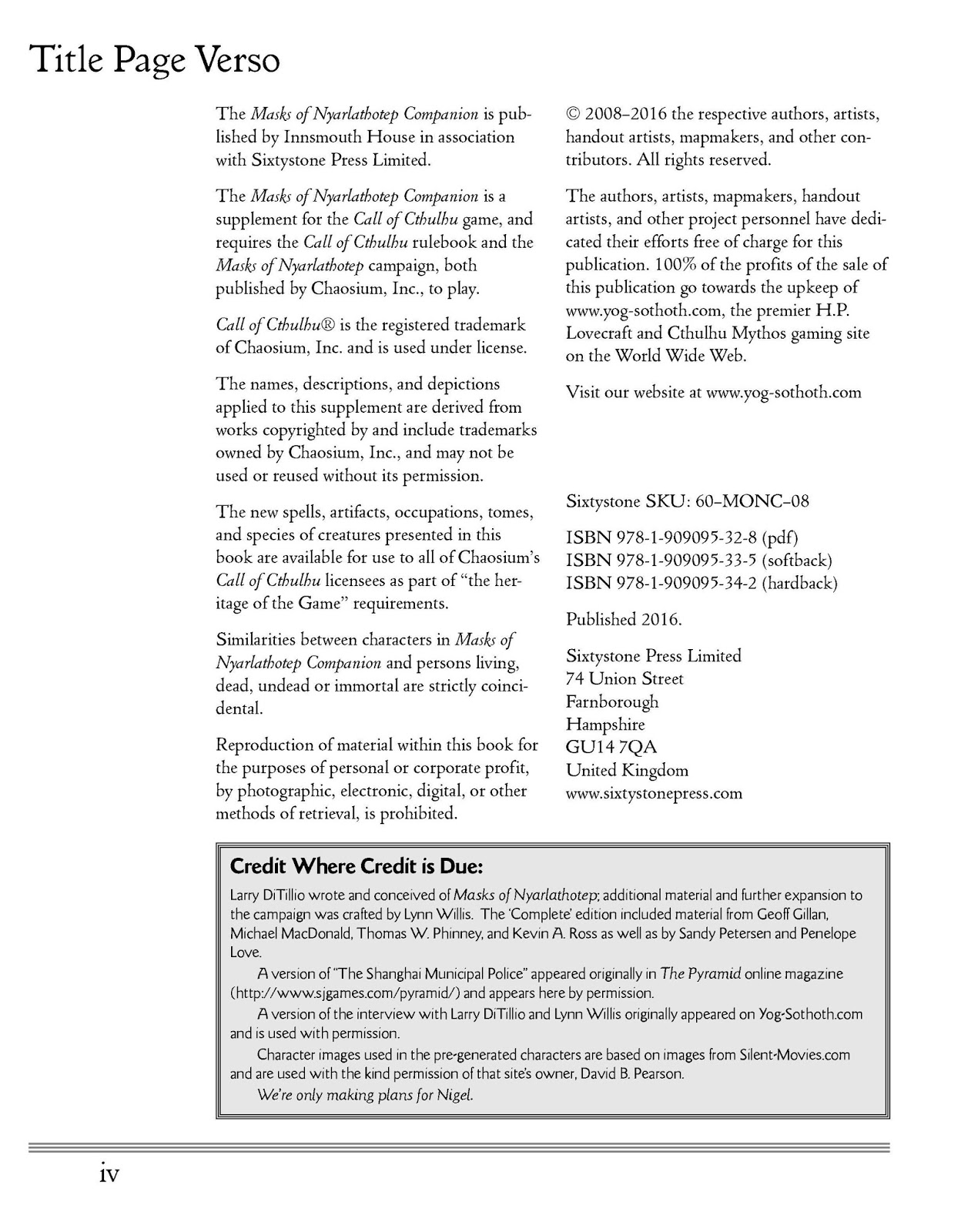 Susurros desde la Oscuridad Masks of Nyarlathotep Companion