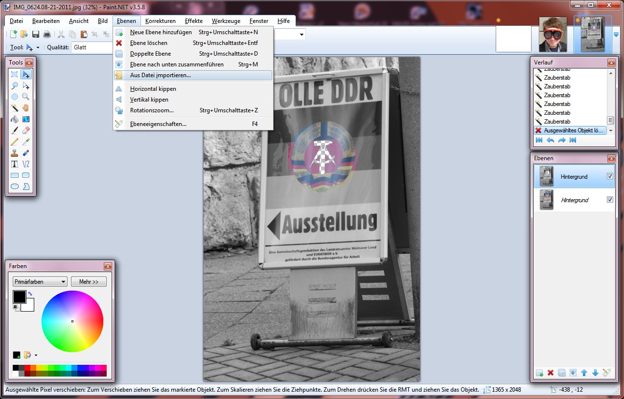 Rene Pfüller erstellen schwarzweiße, bunte Bilder, mit und