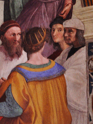 The master Raphael peers out at all of us who view his renowned masterpiece. Photo: EuroTravelogue™. Unauthorized use is prohibited.