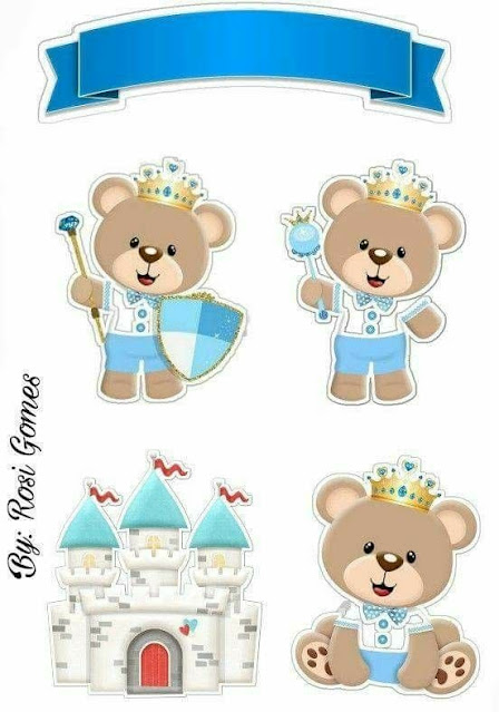 Baby Bear Prince in Light Blue: Free Printable Cake Toppers. Baby Bear Prince in Light Blue: Free Printable Cake Toppers.