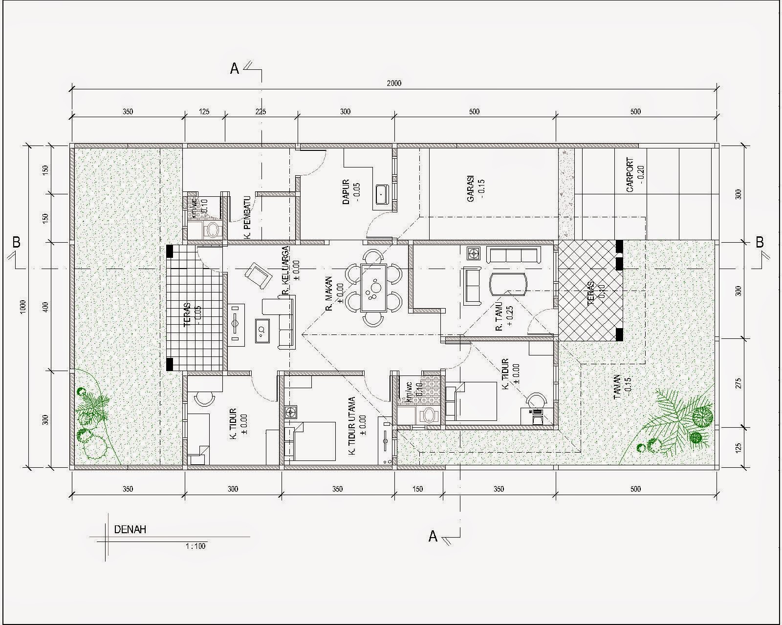 Contoh Gambar Denah Rumah  Minimalis Menggunakan Autocad 