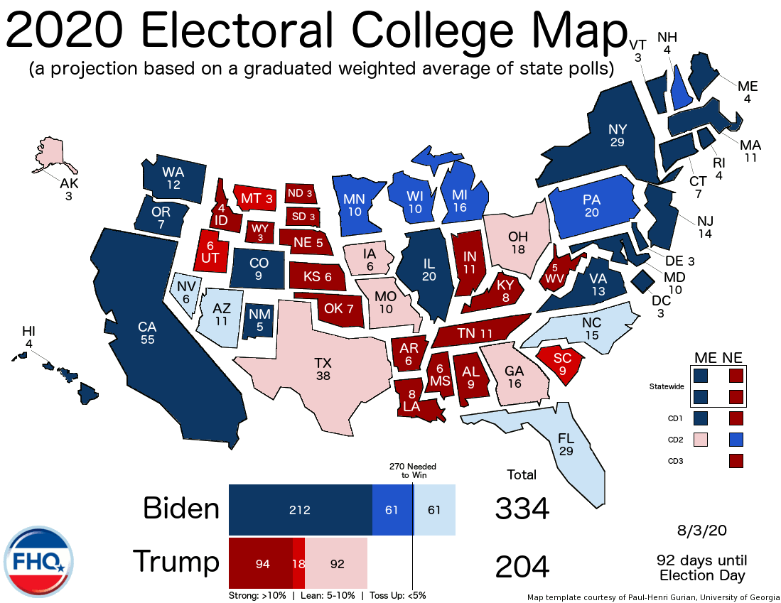 Frontloading Hq The Electoral College Map 8 3 20