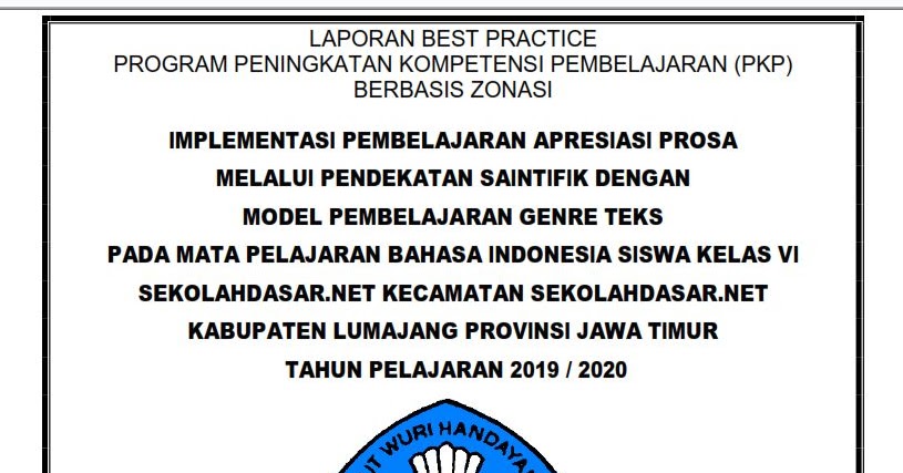 Contoh Laporan Best Practice Pkp Bahasa Indonesia Jenjang Sd Sekolahdasar Net
