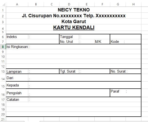 Contoh Kartu Kendali Surat Masuk Cara Golden