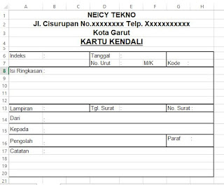 Contoh Format Kartu Kendali