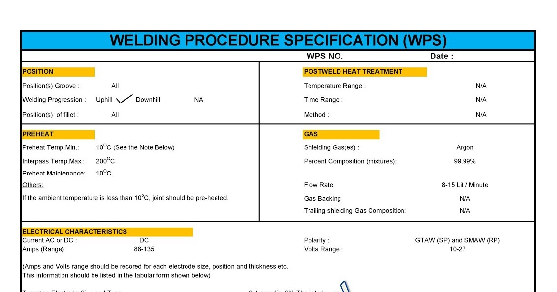 Piping Construction Welding Procedure Specification for GTAW + SMAW