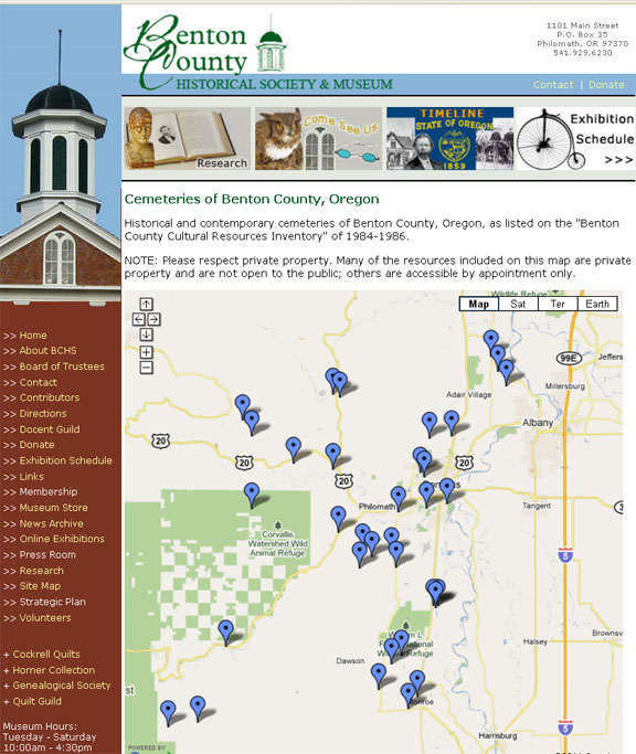 Benton County Museums Cemeteries of Benton County, Oregon