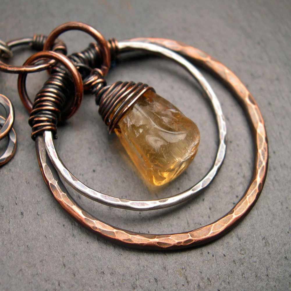 Katalina Jewelry Rustic and Organic Mixed Metal wire pendants