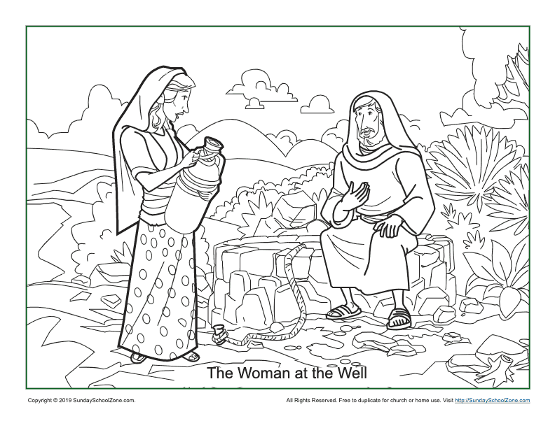 Woman At The Well Coloring Page Free | Coloring Pages