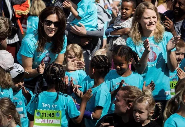 Crown Princess Mary attended the Free from Bullying Children’s Relay Race 2019 event held at Fælledparken in Copenhagen