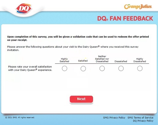 dairy queen survey free dilly bar