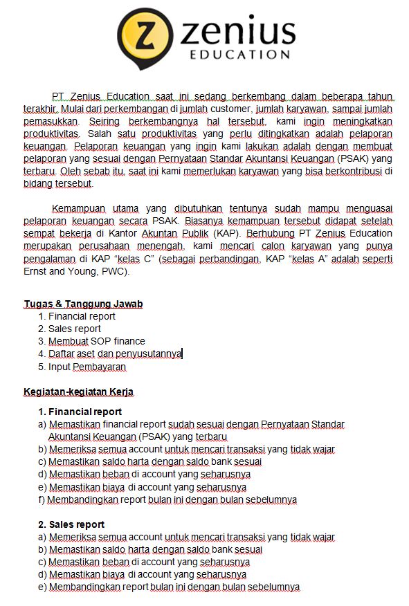 Lowongan Kerja Pt Zenius Education Terbaru