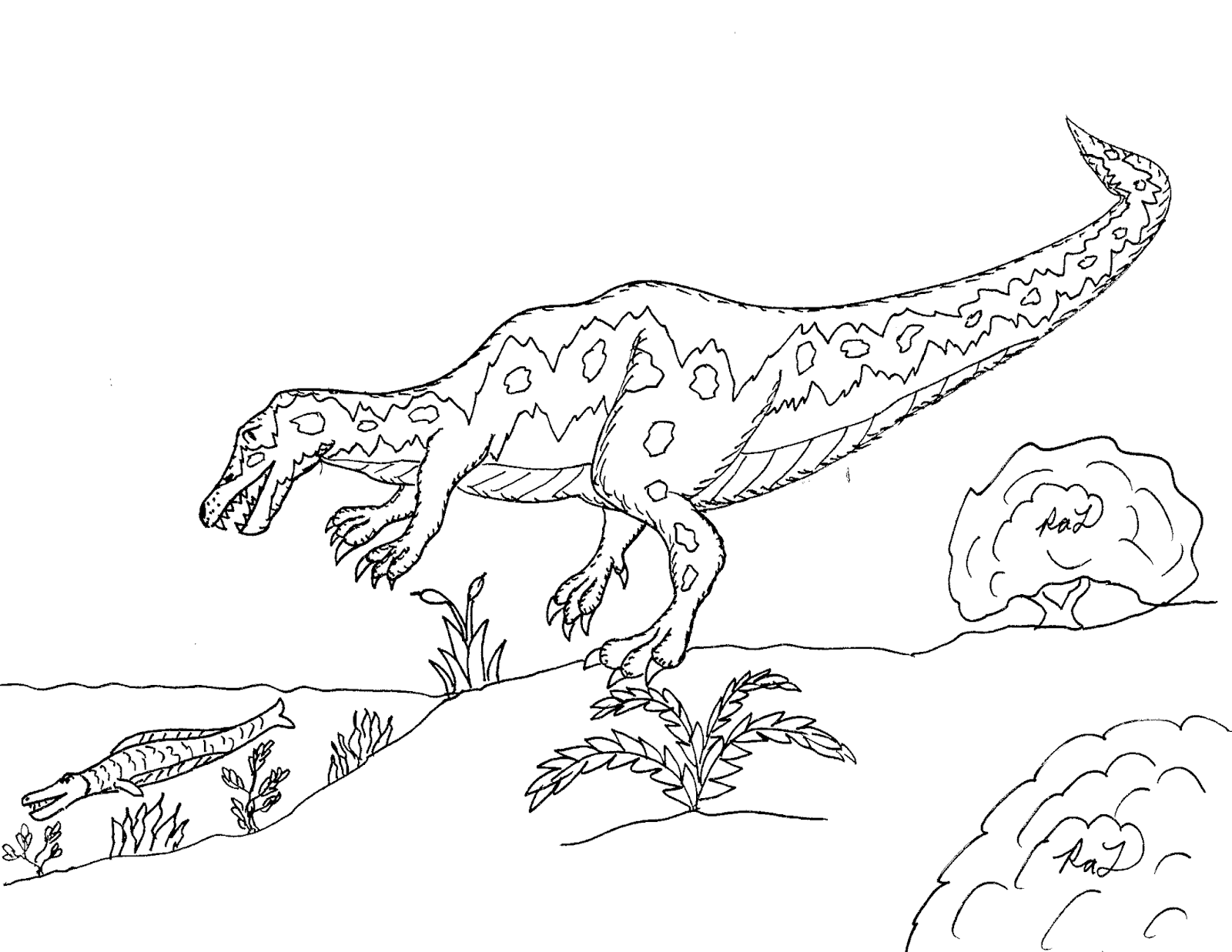 Robin's Great Coloring Pages: Baryonyx Fishing