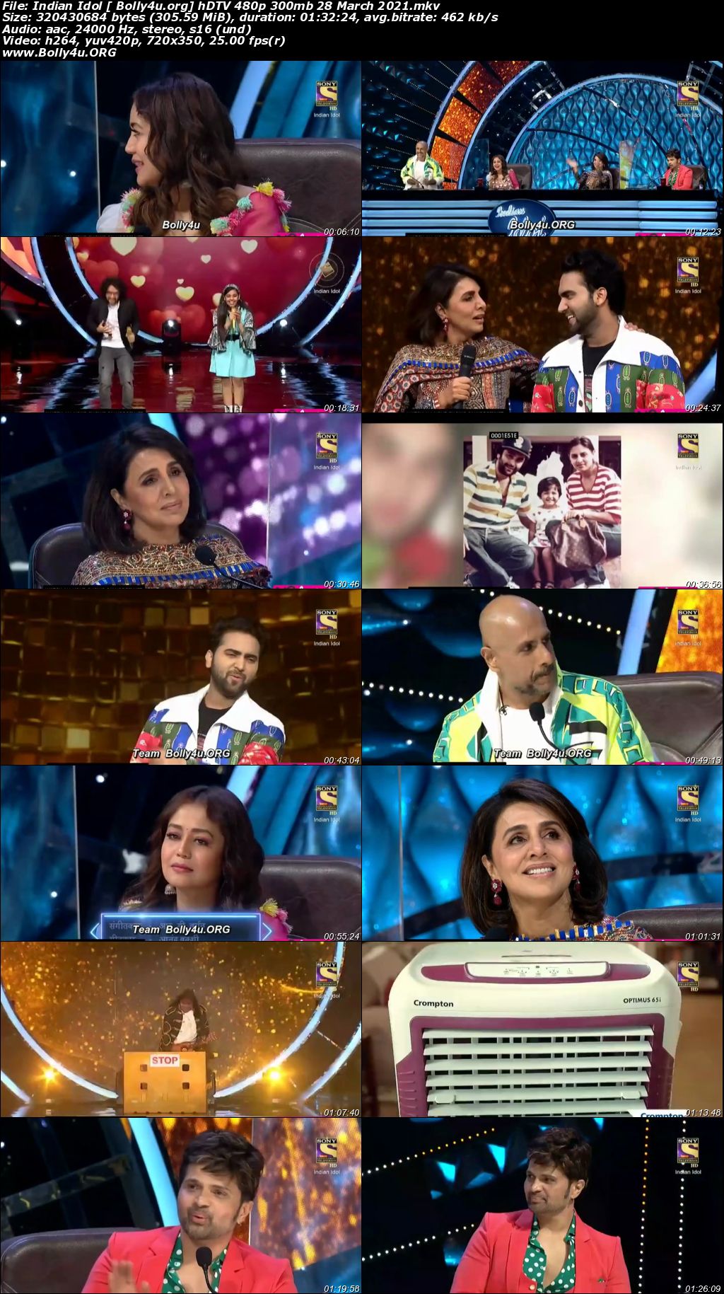 Indian Idol HDTV 480p 300mb 28 March 2021 Download