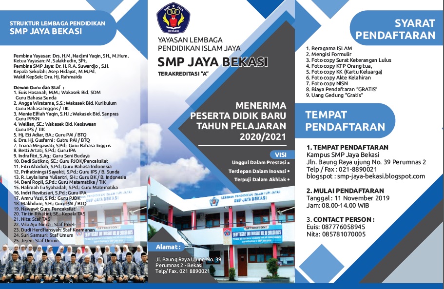 Smp Jaya Bekasi Brosur Ppdb