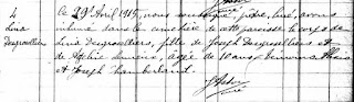 Lina Desgroseilliers burial record 1915