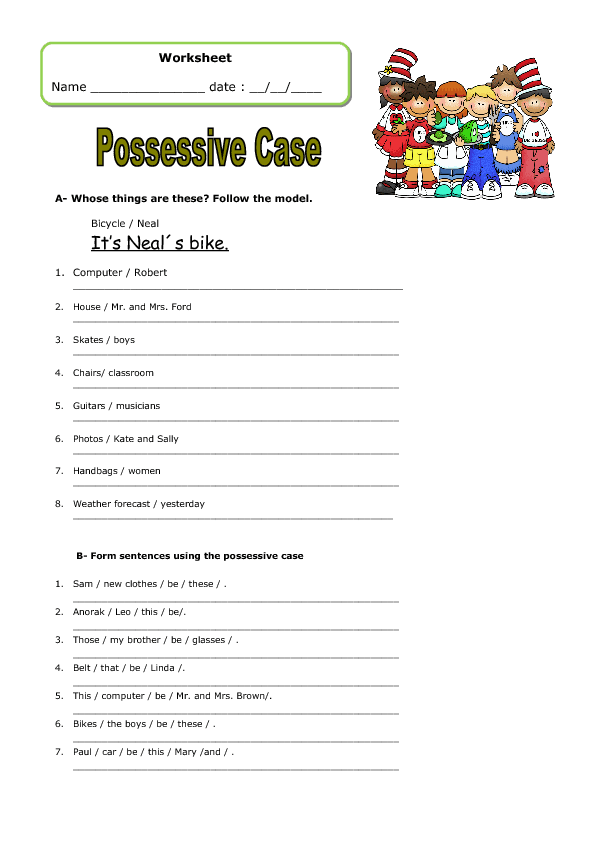 S Possessive Worksheet